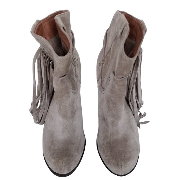 Jeffrey Campbell Bronco Suede Fringe Boots Taupe Sz 6 - Picture 5 of 11